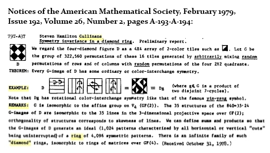 IMAGE- The diamond theorem in October 1978, published as AMS abstract in February 1979