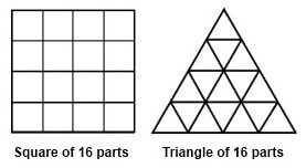 IMAGE- Square and triangle, each with 16 parts